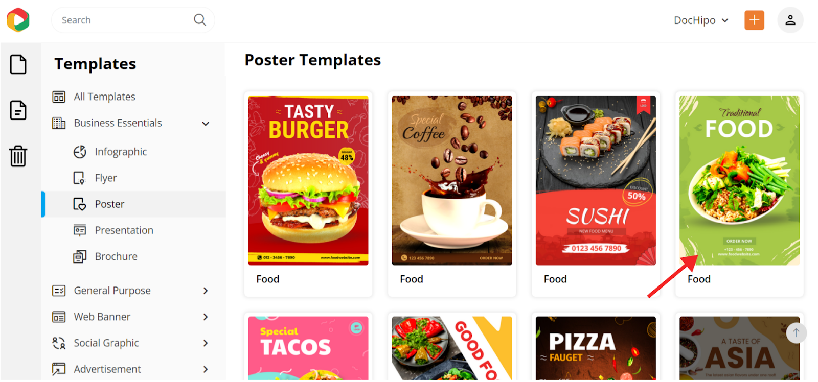 choose a food poster template