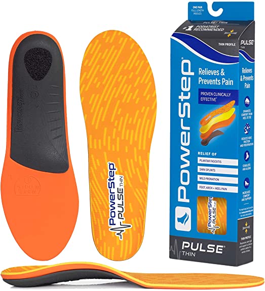 Powerstep Low Profile Running Shoe Insert, Neutral Arch Support, Plantar Fasciitis Relief, Thin Running Insole