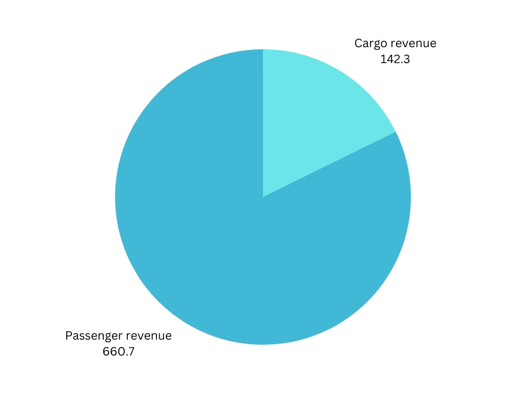 Pie chart of passenger & cargo revenue