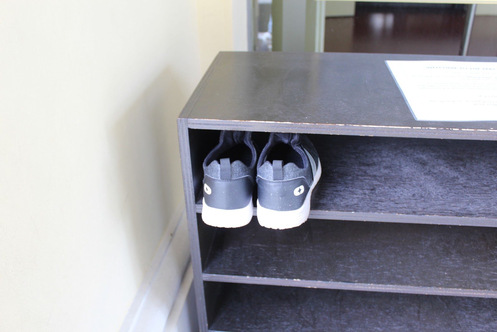 Shelves with a shoe placed inside it