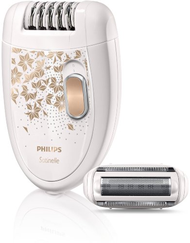 Philips HP6423/29 Satinelle - Depiladora (2 en 1, 21 pinzas, cabezal de afeitado, 2 velocidades, cabezal lavable)