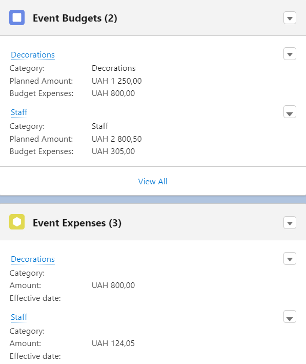 Event Budgets and Expenses