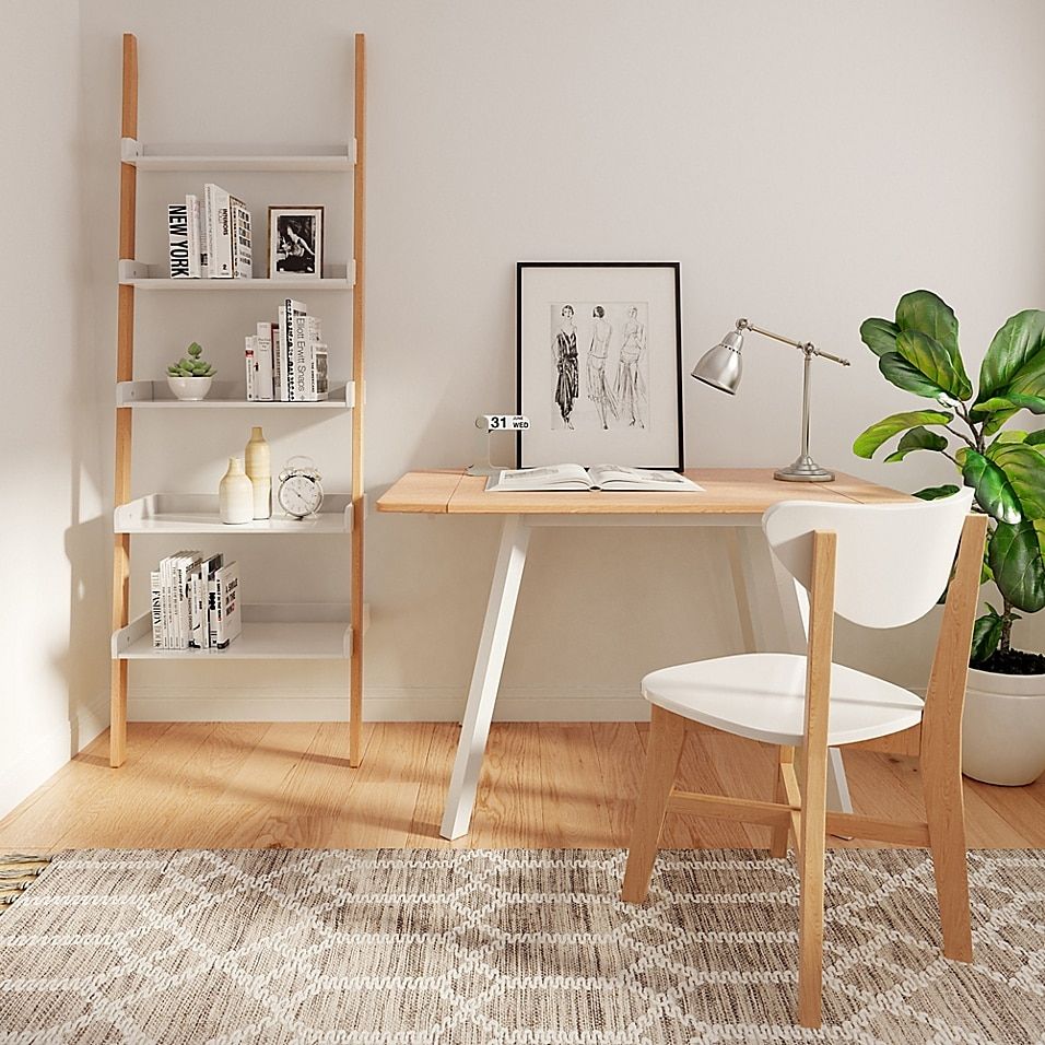  Modern Study Room Colour Combination: White And Oak