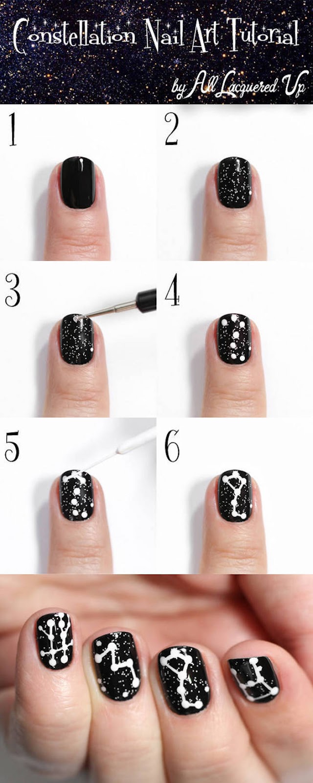 nailart bilder, weltall nageldesign selber machen, diy