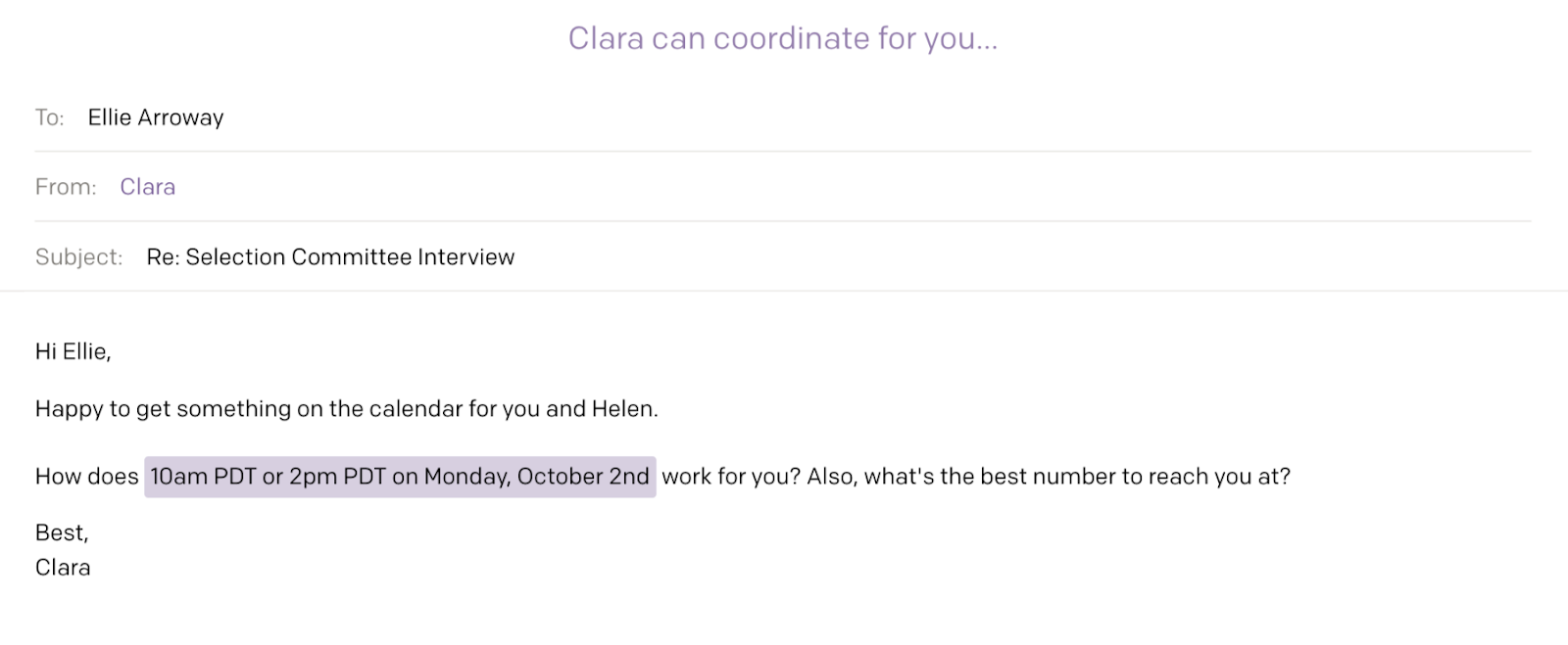 Clara Automated Scheduling