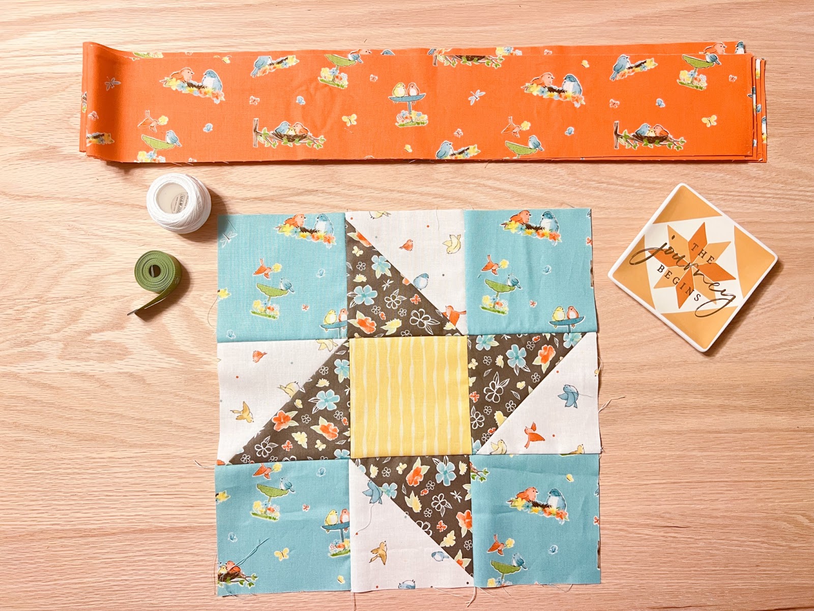 fabric strips measuring tape friendship star quilt block