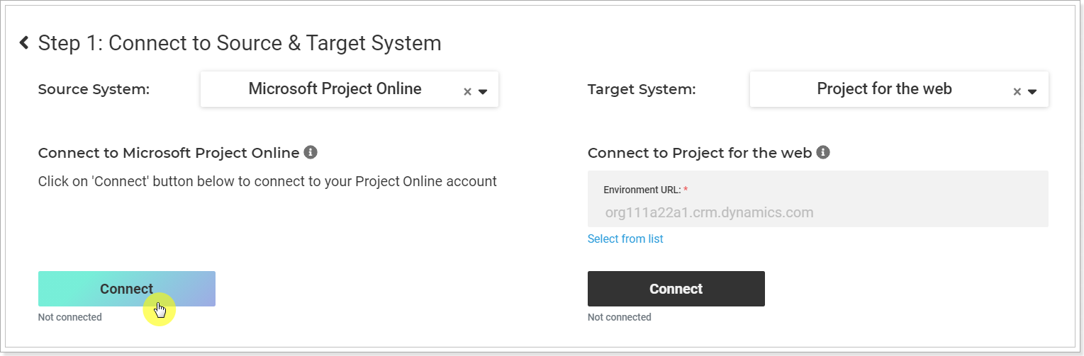 Connecting MS Project Online and Project for the web for migration