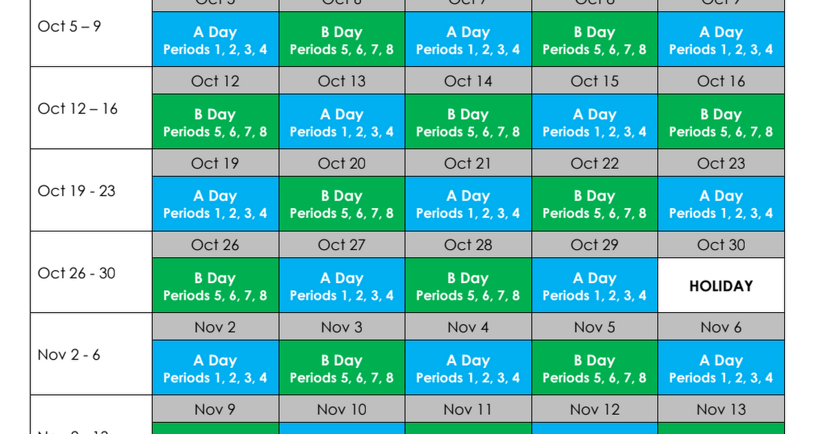 A-B Calendar Rotation Schedule - Fall 2020.pdf