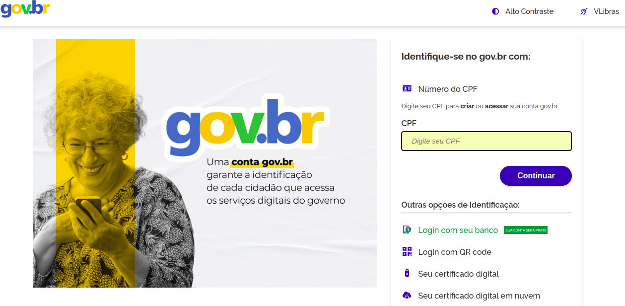 tela inicial página Gov.br