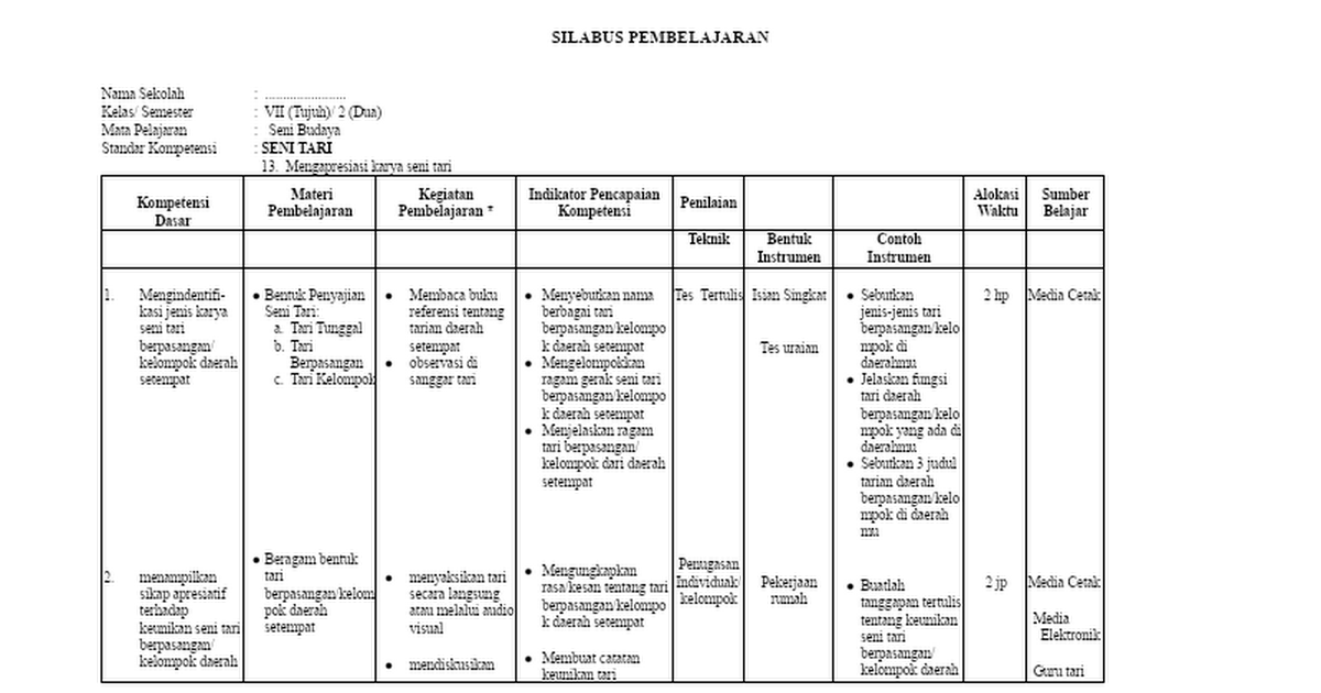 SILABUS PEMBELAJARAN SENI TARI KELAS 7 GENAP.docx Google Docs