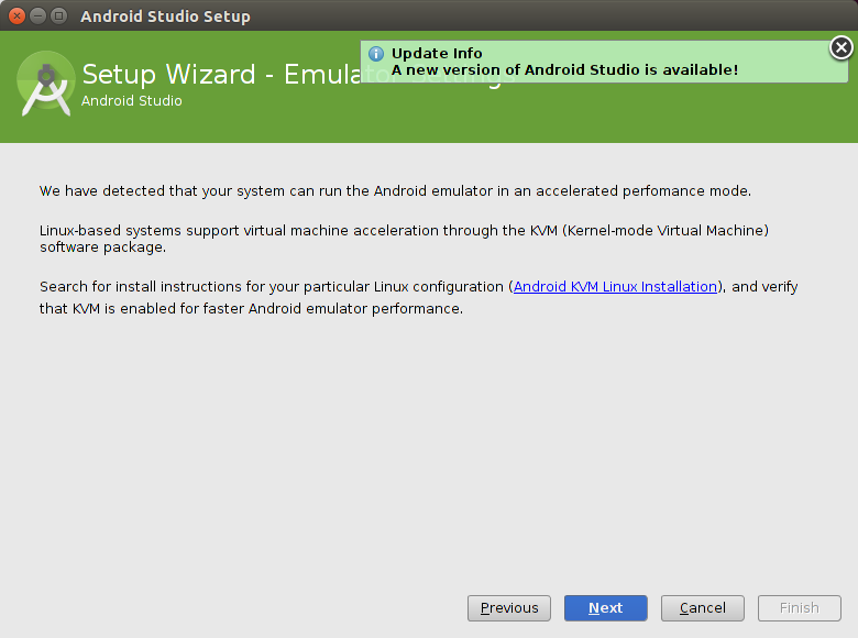 Configuration wizard of Android Studio