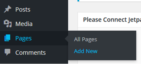 WordPress pages > add new