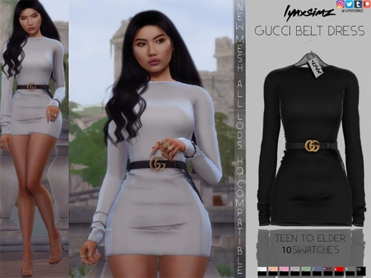Gucci Belt Dress Sims 4 CC