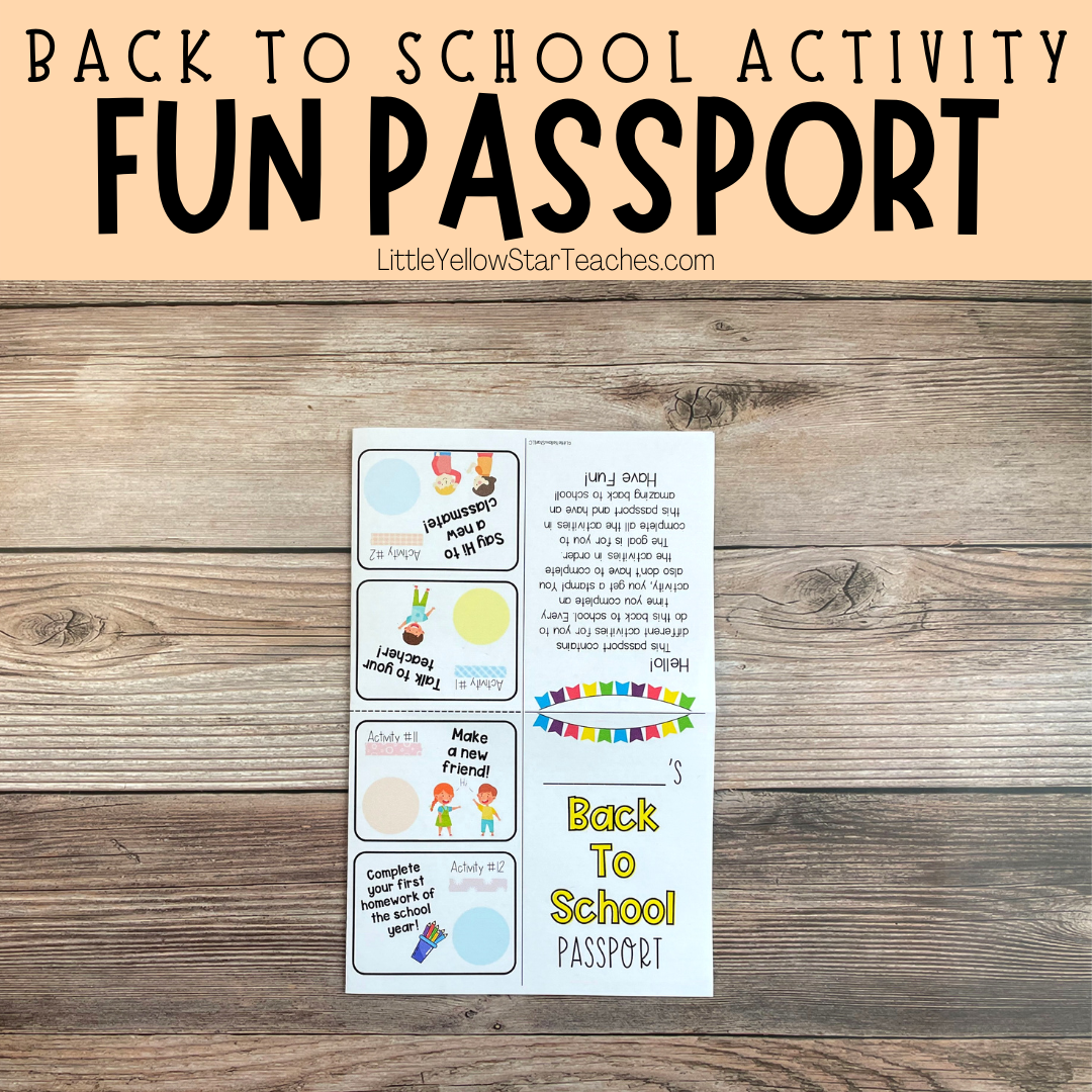 Pin Me! Back To School Activity Passport. Fun Back To School activities that your students will love!