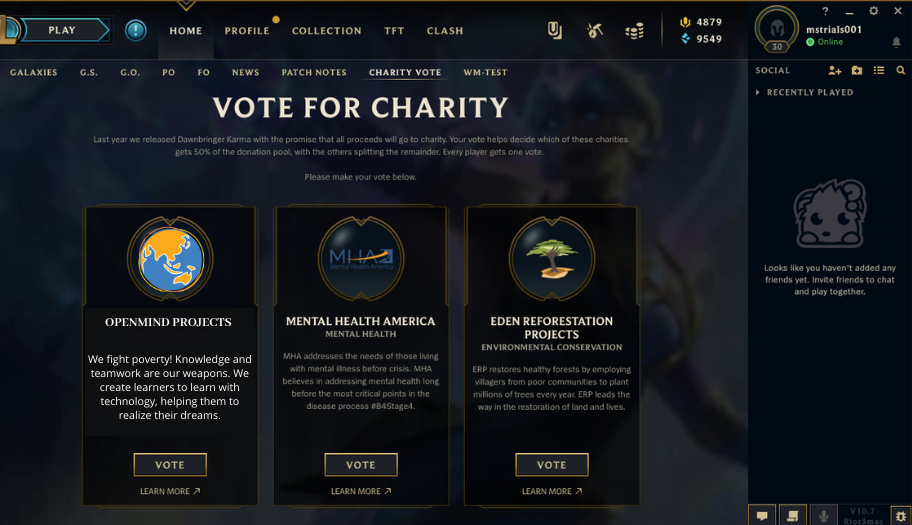 LOL  Dawnbringer Karma Campaign Vote for Charity