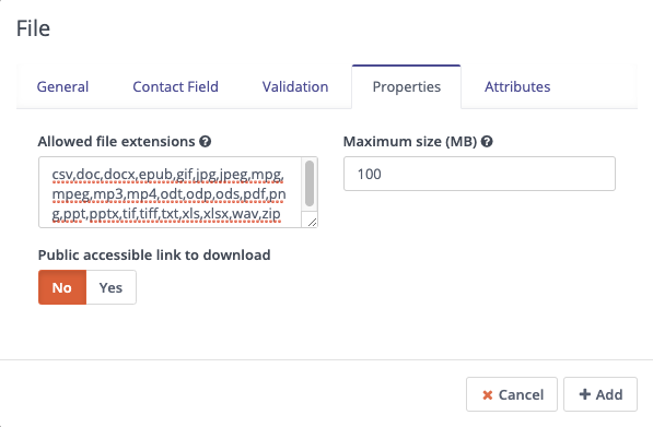 Forms - File - Properties