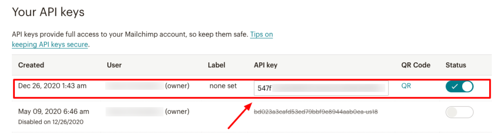 Mailchimp Integration Copy Api Fluent Forms.