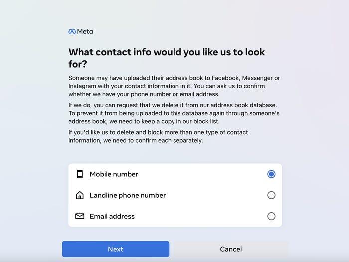 Meta's contact-deletion tool