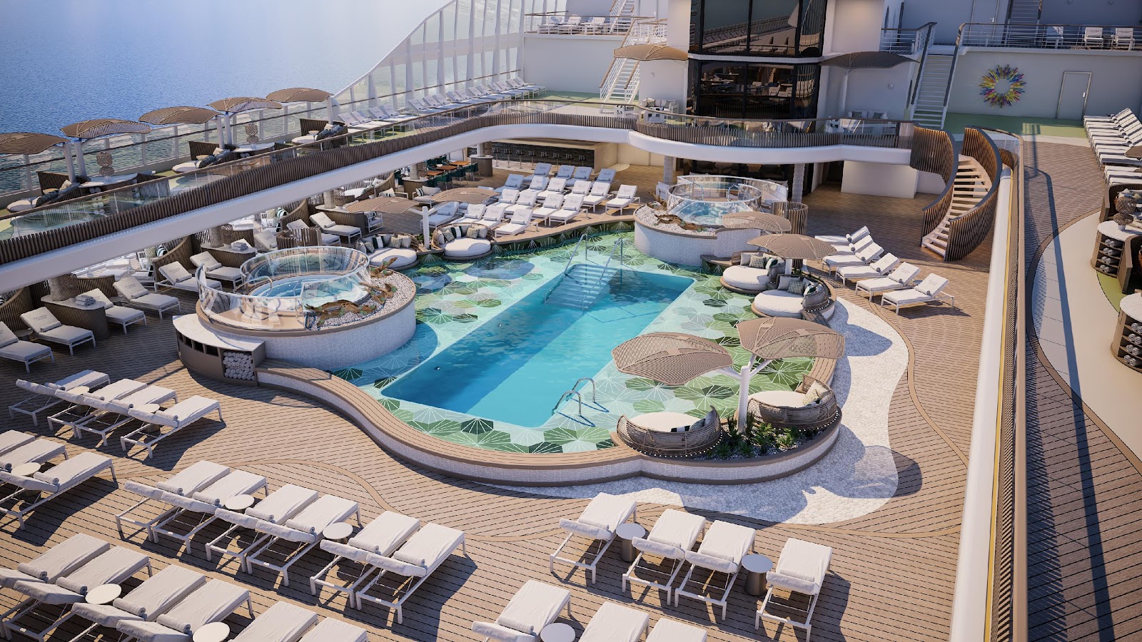 A pool on a cruise ship

Description automatically generated