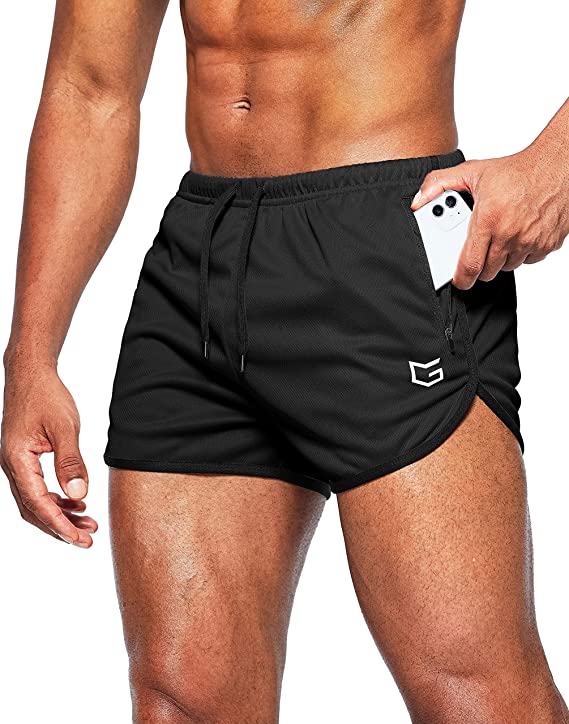G Gradual Men's Running Shorts 3 Inch Quick Dry Gym Athletic Workout Short Shorts for Men with Liner and Zipper Pockets