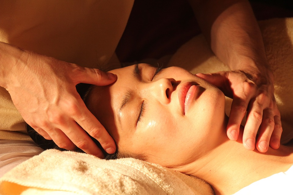 A woman receiving a massage. 