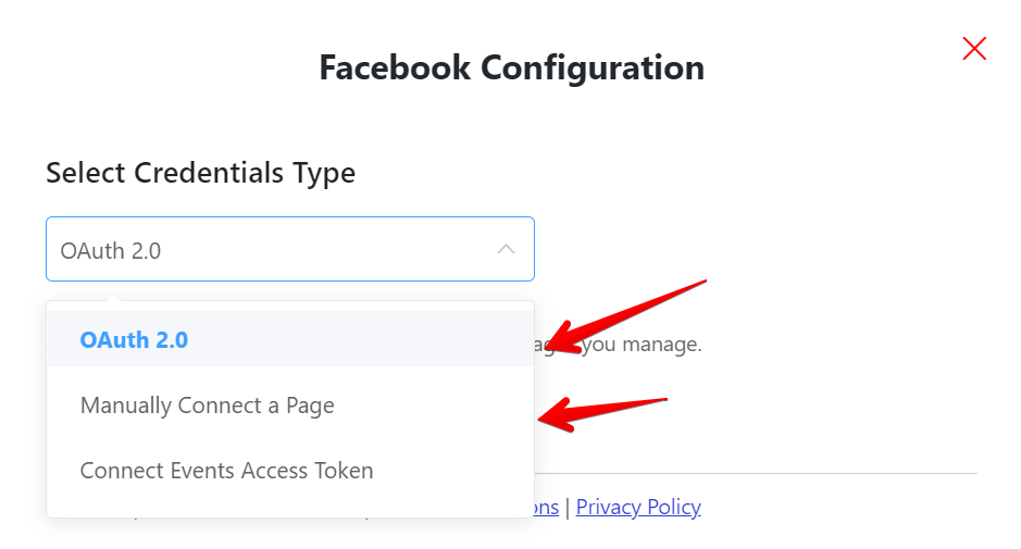 Facebook album feed- Choose credential type