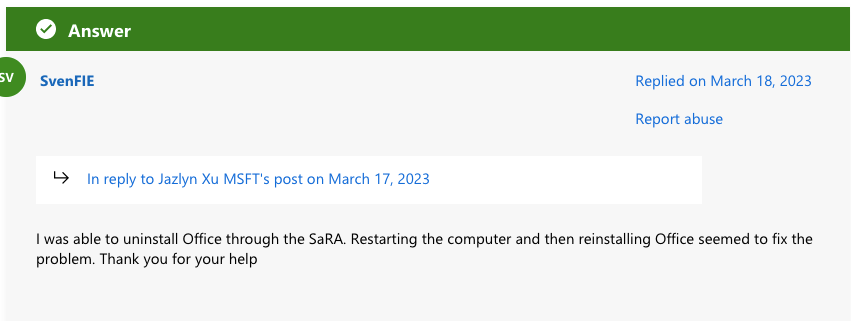 Microsoft Office Error Code 30147-45