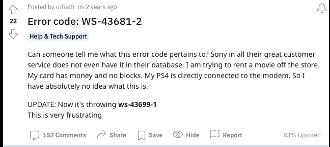 Playstation Error Code ws-43681-2