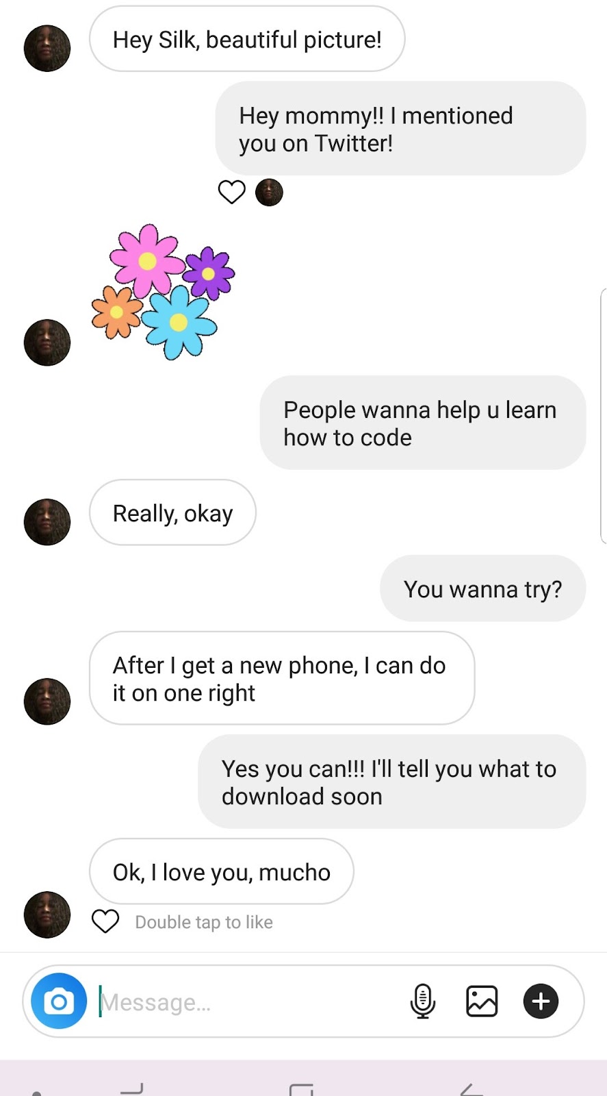 Tae'lur persuades her mom to code 