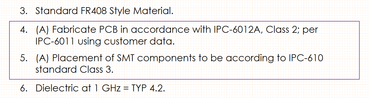 Class Type PCB Drawing Note