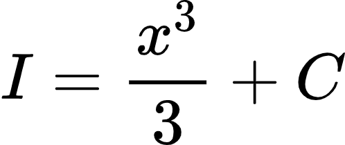 {"type":"align*","code":"\\begin{align*}\n{I}&={\\frac{x^{3}}{3}+C}\t\n\\end{align*}","font":{"size":10,"family":"Arial","color":"#000000"},"id":"3-0-0-0-0-0-0-1-0-0-0-0-0-0-0-0-1-1-0-1","ts":1602761681417,"cs":"1u8hWqa3dTlCgHoCYxbw3w==","size":{"width":82,"height":34}}