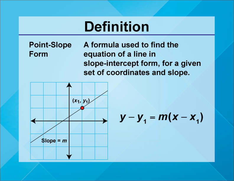A formula used to find the equation of a line in slope-intercept form, for a given set of coordinates and slope.
