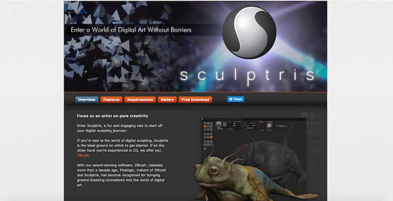 Sculptris for 3D digital sculpting 