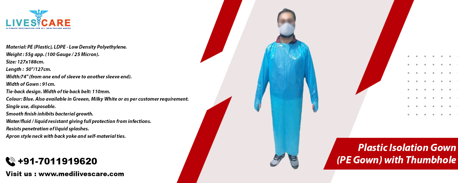 Plastic Isolation pe Gown with Thumbhole
Plastic Isolation pe Gown with Thumbhole Manufacturers
Plastic Isolation pe Gown with Thumbhole Manufacturers in India
Plastic Isolation pe Gown with Thumbhole Exporters in India
Plastic Isolation pe Gown with Thumbhole Suppliers in India