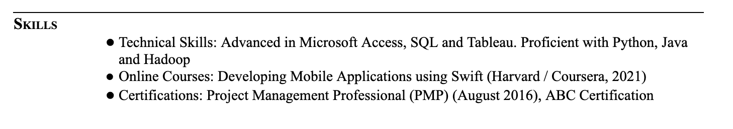 How to list technical qualifications in your resume's skills section