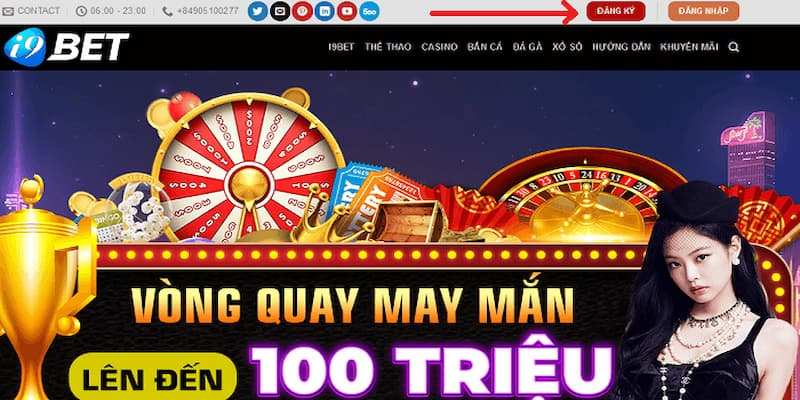 Bạn nhấn vào nút “Đăng ký” trên giao diện của nhà cái i9bet.