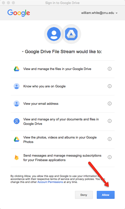 Grant Google Permissions