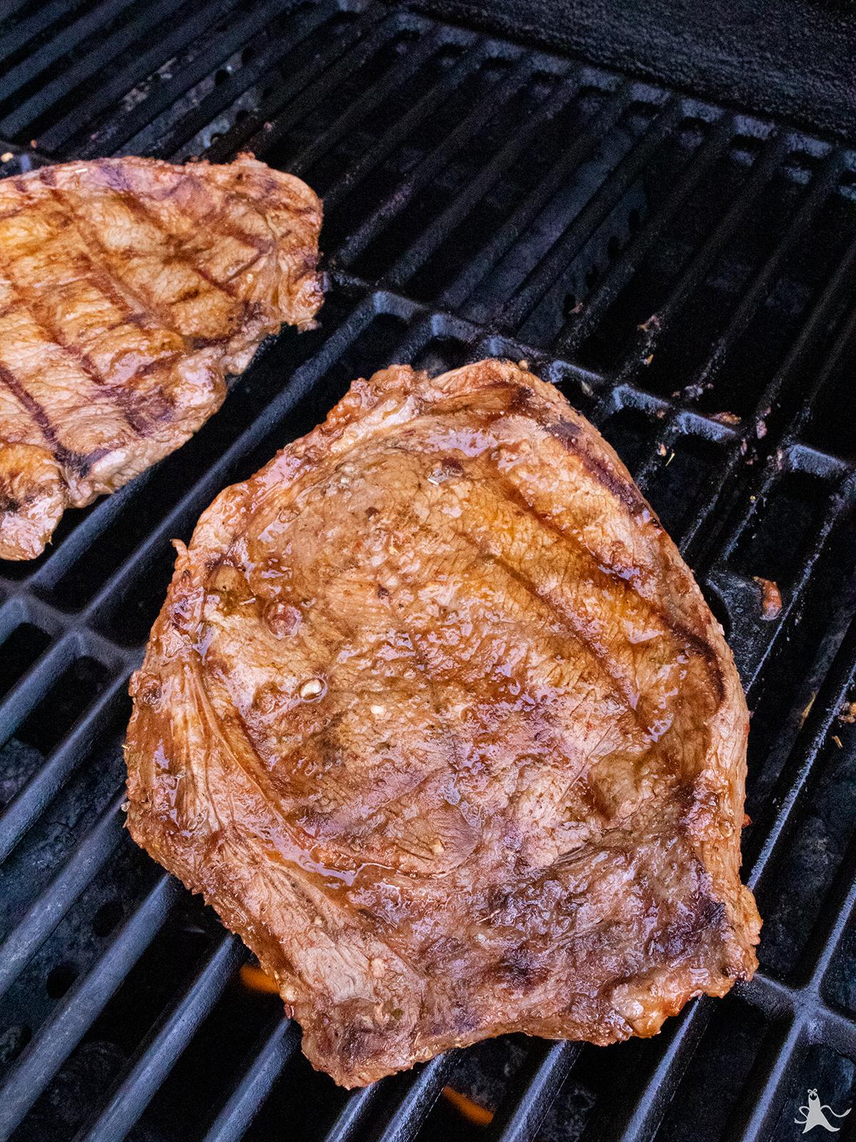 Chipotle marinated steak on the grill