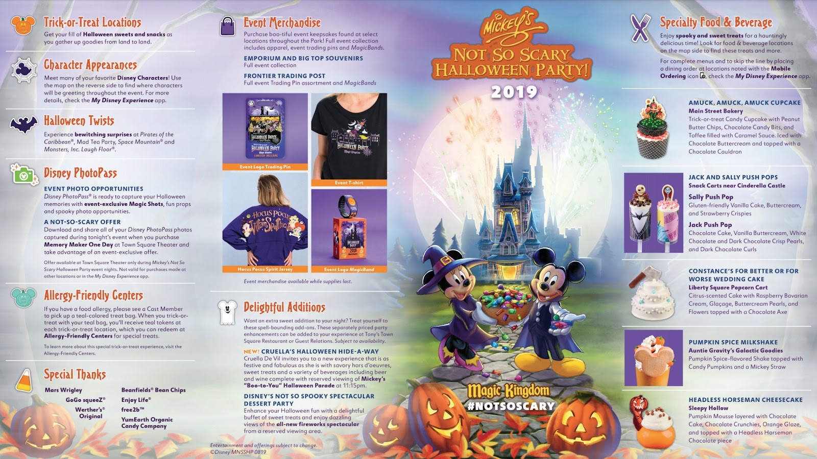 2019 Mickey's Not So Scary Halloween Party Map - front