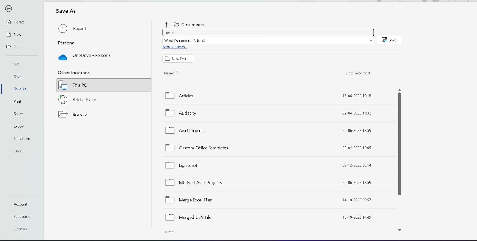 How to save a word document - Name the file