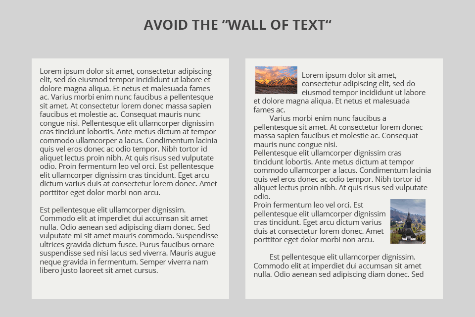 avoid the wall of text in blog articles