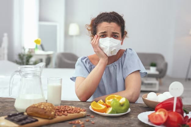 A woman allergic to food