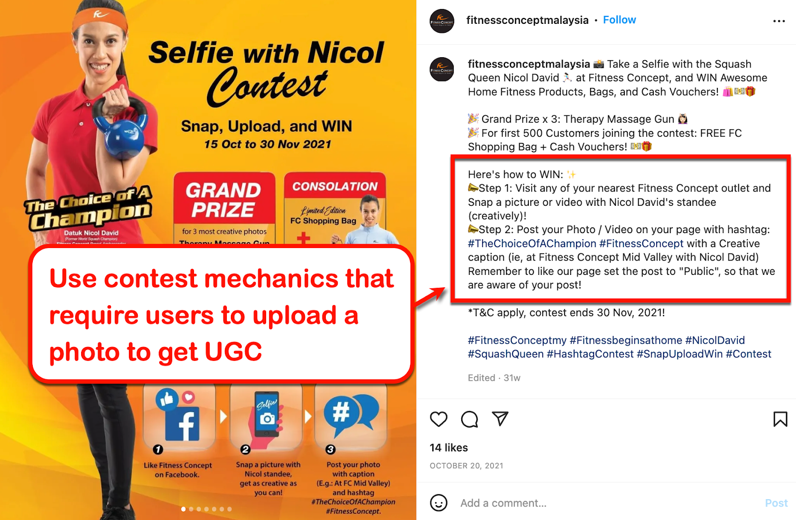 A social media post with content mechanics