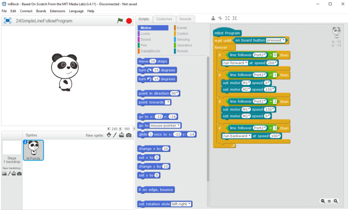 mblock scratch programming for the mbot robot from makeblock