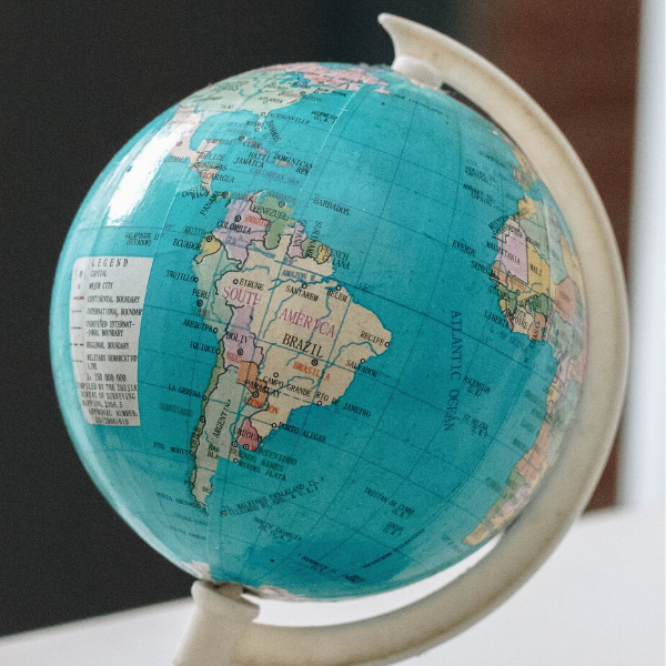 Globe showing South America