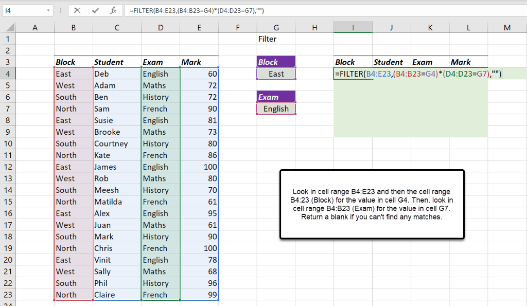 Filter Function Example - Excel Dynamic Array functions