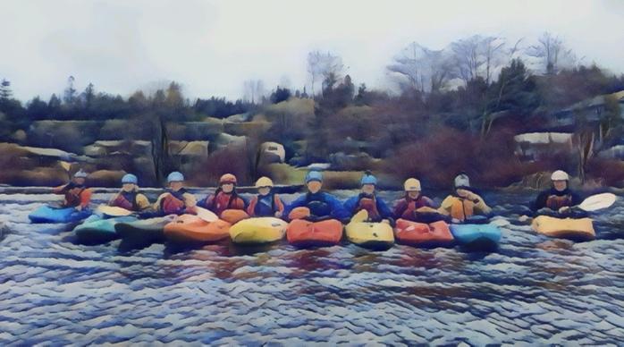 A group of people in kayaks

Description automatically generated with medium confidence