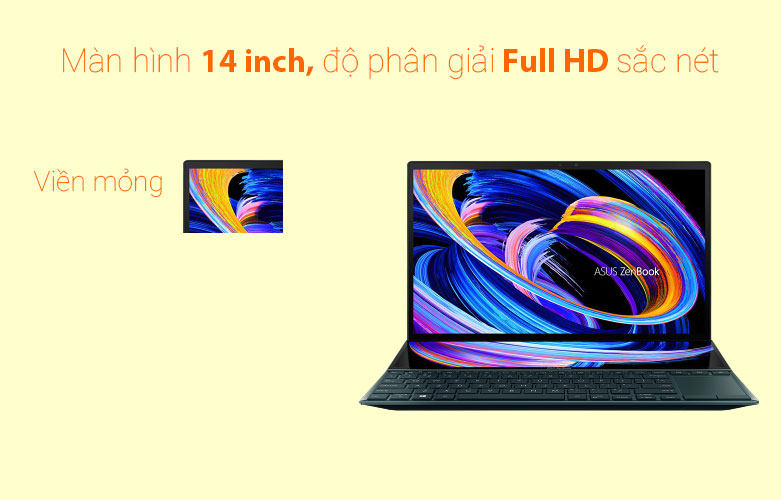 Máy tính xách tay/ Laptop Asus ZenBook Duo 14 UX482EA-KA081T (i5-1135G7) (Xanh) | Độ phân giải Full HD sắc nét