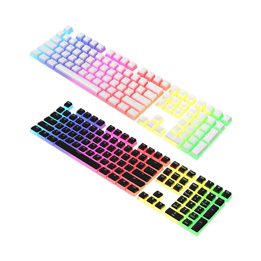 AJAZZ PBT Pudding Keycap 108 Keys PBT Keycap Set with Frosted Hand Feel for Mechanical Keyboard White(Only Keycaps) 