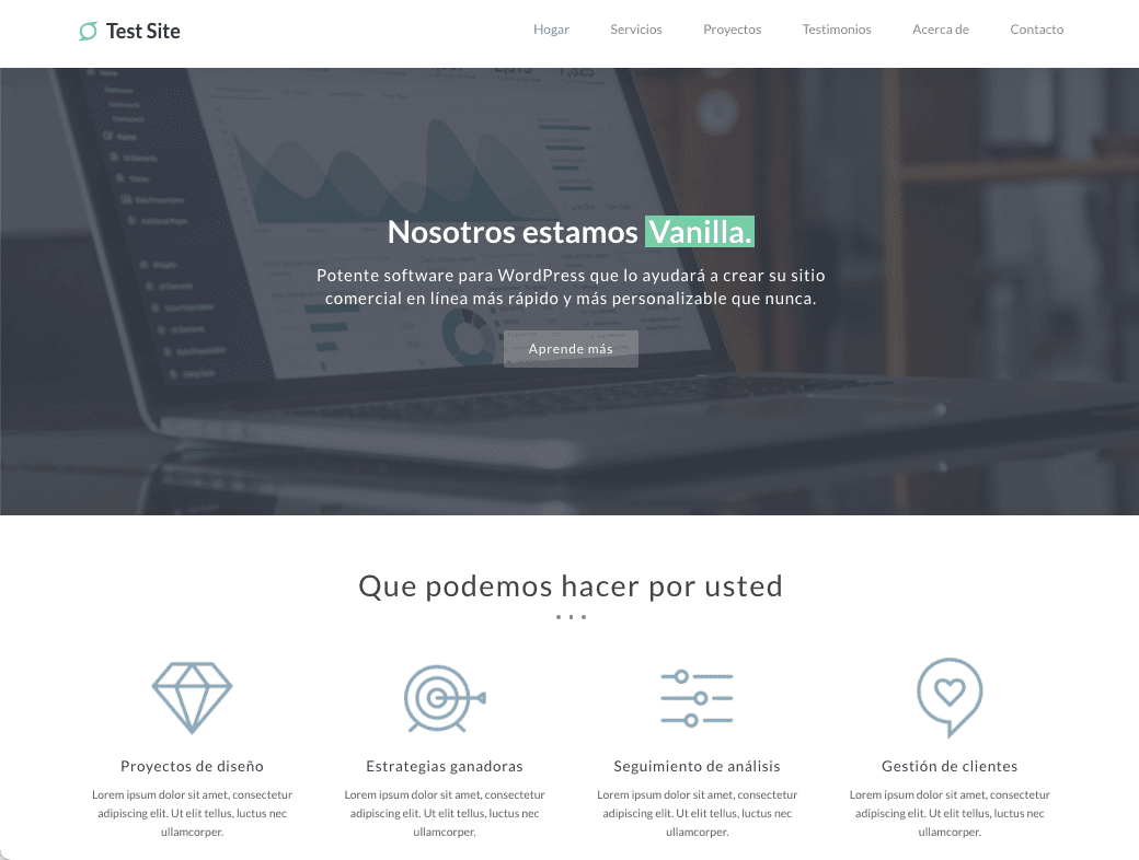 Um site de demonstração do tema Total traduzido